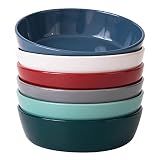 FE Pasta Bowls 40oz, 8inch Stackable Salad Bowls Porcelain Serving Bowls for Dinner, Set of 6 (Multi)