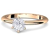 Rosegold Ring Verlobungsringe Rosegold (Silber 925 hochwertig vergoldet) von AMOONIC mit Zirkonia Stein +LUXUSETUI! Rosegoldring Zirkonia wie Diamant Echtschmuck wie Rotgold AM195VGRSZIFA54