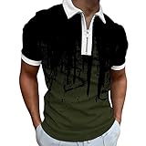DRESCOKLJ Tshirt Herren Sommer-T-Shirt Klassische Revers Half-Zip Polohemd Basic Alltag Business Arbeitshemd Lässiger Kurzarm Regular Fit Polohemde Freizeithemd Männer Golf T-S