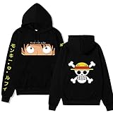 Vocha Anime Merch Kleidung One Piece Hoodie Pullover Zoro Luffy Kapuzenpullover Sweatshirt Cosplay (Black1,XL,XL)