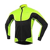 Herren Langarm Radtrikot Winter Cycling Jersey Thermisches Fahrradtrikot Atmungsaktive Schnell Trocknen Radsport Bekleidung MTB Top (Green,5XL)