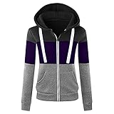 Herbstmantel Lang Oversize Sweatshirt Rollkragenpullover Tops Zip Hoodie Halloween Pullover Damen Kordelzug Kapuzenpullover Oberteile Kontrastfarbe Pulli Mit Kapuze Und Tasche H