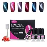 cat eyes UV nagellack Clavuz Katz augen shellac set Nail Gel Polish soak off Nagelgel,6 Farben Geschenk Kit,1x Magnet,Geschenk verpack