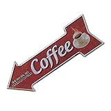 Sharplace Retro Pfeilschild Pfeil Schild Blechschild Hinweisschild Türschild, Kaffee Café Deko - Coffee, 450 * 160