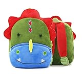 Kinder Plüsch-Schultasche für Jungen und Mädchen, Cartoon-Tiere, niedlicher Rucksack, leichte Büchertasche, Studenten-Tasche, für Kindergarten, Vorschule, Park, draußen (Dinosaurier)