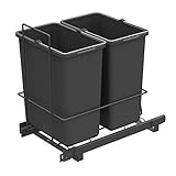 LM 62/2 Einbau Mülleimer ausziehbar mit 2x10L Abfalleimer Korbauszug Anthrazit 25,8x41,4x39,5 cm - anthrazitfarbenes Duo Mülltrennsystem für die Küche Unterschrank