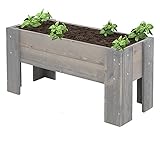 WOMO-DESIGN Hochbeet mit 4 Beine 39x79x34 cm Unikat, Kiefernholz Grau lasiert, robust, wetterfest, Pflanzkasten Blumenkasten Balkonkasten Kräuterbeet Pflanzbeet Gemüsebeet, für Garten Balkon T