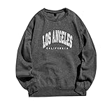 GFGHH Damen Sweatshirt Buchstaben Druck Langarm Rundhals Pullover Oversized Bequem Teenager Mädchen Baggy T-Shirt Sportbekleidung Lässiges übergroßer Hip Hop Tops Blusen Frauen Langarmshirt S