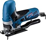 Bosch Professional Stichsäge GST 90 E + Bosch Professional 10tlg. Stichsägenblätter Set Basic (Metall und Holz, Zubehör für Stichsägen mit T-Schaftaufnahme)