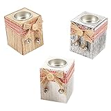 3 Stück Teelichthalter, Teelichthalter aus Holz, Teelichthalter Holz,Baumstumpf Kerzenhalter für Hochzeiten, Geburtstage, Partys,Valentinstag, Heimdek