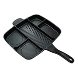 PPITVEQ Five In One Multi-Partitioned Bratpfanne Multifunktionale Black Square Gegrilltes Kochen Frühstück Rindsleder Omelett Familienpaar Tägliche Antihaft-Bratp
