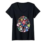 Damen Marvel Spider-Man Cartoon Easter Egg T-Shirt mit V