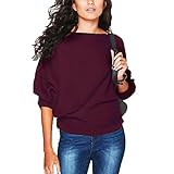 Herbst Und Winter Casual Fashion Damen Rundhals Einfarbig Langarm Strick Bottoming Shirt Pullover Lose Fledermaus äRmel Strickpullover Top F
