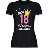 Geburtstagsgeschenk Geburtstag - 18 Geburtstag Mädchen Princess 2003 - XXL - Schwarz - 18 Geburtstag mädchen Tshirt - L191 - Tailliertes Tshirt für Damen und Frauen T-S