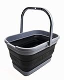 SAMMART 12L Faltbarer rechteckiger handlicher Eimer (1, Grey/Black)