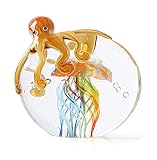 MARCTEL Mehrfarbig Krake Qualle Wohnkultur Skulpturen Glas Krake Ornamente Handgefertigt Tierstatue Sammlerstücke Büro Briefbeschwerer Exponate S