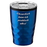 Metmaxx® Thermobecher Office Cup Aroma 380 ml Blau mit Rund-Gravur Edelstahl verschließb