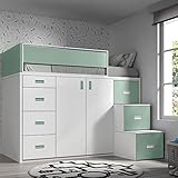 ROS Möbel Hochbett mit Schrank und Schubladen, 165 x 204 x 165 