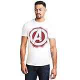 Marvel Herren Stencil Logo T Shirt, Weiß, XL EU
