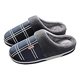 JDGY Verdicken Pantoffeln Herren：Plüsch Atmungsaktiv House Hausschuhe Comfort Rutschfeste Indoor Slippers Winter Warm Plus Samt Baumwollschuhe Flache Unisex Schlapp