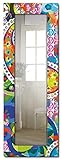 Artland Ganzkörperspiegel mit Rahmen Holz 50x140 cm Wandspiegel zum Aufhängen Paisley Abstrakt Muster Kunst Bunt S6FY