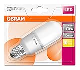 Osram LED Star Classic Stick Lampe, mit E27 Sockel, nicht dimmbar, Ersetzt 75 Watt, Warmweiß - 2700 Kelvin, 1er Pack