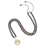 coai Geschenkideen Unisex Verstellbare 108 Mala Kette Gebetskette aus Rotem Tigerauge und Obsidian mit Lebensbaum C