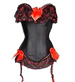 SLIMBELLE Corsage Vintage Korsett sexy Damen Vollbrust Korsage Gothic Satin Bustier Straps-Corsage mit G-Tanga R