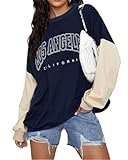 RODASON Damen Los Angeles California Lässige Oversized-Langarm-Pullover-Oberteile mit R