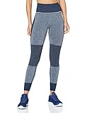 Amazon-Marke: AURIQUE Damen Sportleggings mit hohem Bund und Colour-Block-Design, Blau (Dress Blue), 36, Label:S