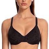 MELENECA Damen Minimizer BH mit Bügel Spitze Klassischer Verstellbare Riemen Große Größen BH Schwarz 75D