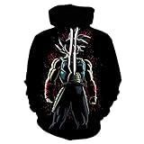Anime Dragon Ball Goku Pullover Pullover Herren Hoodie 3D Kapuzen-Sweatshirt Unisex Locker Tops Schwarz 4XL