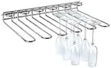 APS Gläserschiene, 45 x 32 x 6 cm, hochwertiger Gläserhalter aus verchromtem Metall, Weinglashalterung für 20 Gläser, Halter zum Aufhängen von Gläsern für Hausbar, Küche, Bar, Pub, R