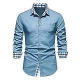 Hemd Herren Herbst Winter Britischer Stil Business Casual Spleißen Kariert Herren Shirt Urban Jugend Kein Bügeln Revers Strickjacke Männer Langarm F