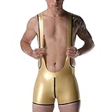 WJDT Gold Latex Shorts Hosen Latex Rubber Herren Hosenträgerhose-Army Green_XS