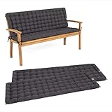 HAVE A SEAT Luxury - Sitzpolster-Set mit Rückenteil für Gartenbank, Bequeme Gartenbankauflage, waschbar bis 95°C, pflegeleichtes Sitzbank Polster, Made in Germany (100 x 48 cm, Grau / Anthrazit)