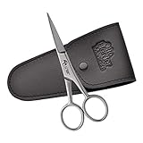 OTTO HERDER® BARTSCHERE | Extra scharfe Bartschere 11,5 cm mit einseitiger Mikrozahnung | Bartschere Männer aus rostfreiem Edelstahl im Etui | Scharfer und präziser Schnitt für deinen B