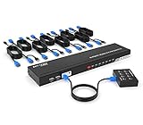 MT-VIKI 8 Port HDMI KVM Switch 4K @ 30Hz 8x1 IR Rackmount, KVM Switch 8 PC 1 Monitor Supports IR Remote C