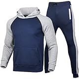 Eternali Jogginganzug Sets Herren Colorblock Patchwork Sportanzug Fitness Jogging Traininganzug Mit Kapuze Freizeitanzug Fitnessanzug Hoodie Sweatshiret und Hose Sport Gym Männer Sportswear O