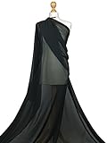 Hochwertiger, weicher Polyesterstoff / Chiffon, durchscheinend, geeignet als Braut-Kleid-Material, CH01, Polyester, Schwarz , 1 M