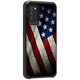 TurtleArmor | Kompatibel mit Samsung Galaxy A02S Hülle (2021) | A025 | Schlanke, doppelschichtige Hartschale – amerikanische Flagg