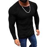 Strickwaren Herren Slim Fit Stretch Trend Mode Einfarbig Komfortabel All-Match Herren Sweater Rundhals Frühling Herbst Dünnschliff Täglich Casual Base Herren Pullover C-Black XXL