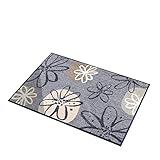 Erwin Müller Fußmatte, Schmutzfangmatte, Fußabtreter rutschhemmend, Blumenmotiv - robust, langlebig, pflegeleicht, für Fußbodenheizung geeignet - grau/braun Größe 50x75
