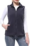 DAFENP Damen Weste Fleece Outdoor Fleeceweste Winter Warm Gefüttert Winddicht Ärmellos Jacke mit Reißverschlusstaschen MJ51041W-DarkBlue-2XL