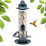Vogelfutterhaus，Bird Feeder, Tube Hanging ,4 Feeding Ports,38 cm, Futterstation Wildvogelfütterung, Vogelfutterspender,Futterspender Vögel, Vog
