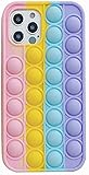 Bprtcra Bubble Phone Case, 3D Soft Stress Relief Fidget Toys Bubble Zappeln Sensory Toy Silikon Stoßfeste Schutzhülle Hülle Kompatibel mit iPhone 12/12 Pro 6.1