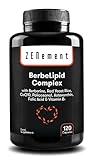 Berbelipid Complex, Mit Berberin, Rothefe-Reis, Policosanol, Q10, Astaxanthin, Folsäure und Vitamin B1, 120 Kapseln | Vegan, GMO-frei | von Z