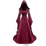 80Er Jahre Damen Gothic Kleidung Einfarbig Mittelalter Prinzessin Kleid Mittelalterdamen Mantel Abendkleid Lang Halloween KostüM DäMon Party Frauen Steampunk Karneval Abendkleider Mit Kap