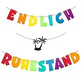 BETESSIN Endlich Ruhestand Girlande Bunt Filz Banner Hänge Deko für Ruhestand Party Rente Abschiedsfeier Pensionionär Senior Privatmann Dekoration Banner Partydek