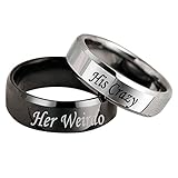 AOTIWE Geschenk Beste Freundin Personalisiert, Schöne Geschenke für Freundin mit Gravur 'Her Weirdo and His Crazy' Edelstahl Silber Schwarz W49 &M60